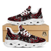 Red Black Bandana Paisley Print White Running Shoes-grizzshop