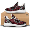 Red Black Bandana Paisley Print White Walking Shoes-grizzshop