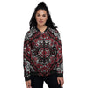 Red Black Bandana Paisley Print Women's Bomber Jacket-grizzshop