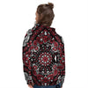 Red Black Bandana Paisley Print Women's Hoodie-grizzshop