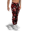 Red Black Hi Tech Camo Hexagonal Grid Print Pattern Men's Leggings-grizzshop