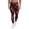 Red Black Hi Tech Camo Hexagonal Grid Print Pattern Men's Leggings-grizzshop