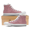Red Blue And White Argyle Print Pattern White High Top Shoes-grizzshop