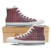 Red Blue And White Check Print Pattern White High Top Shoes-grizzshop