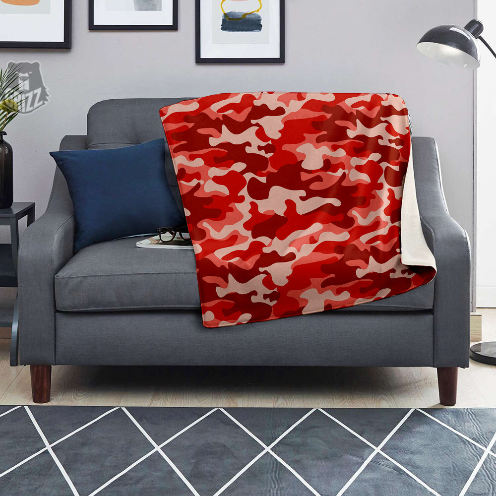 Red Camo And Camouflage Print Blanket-grizzshop