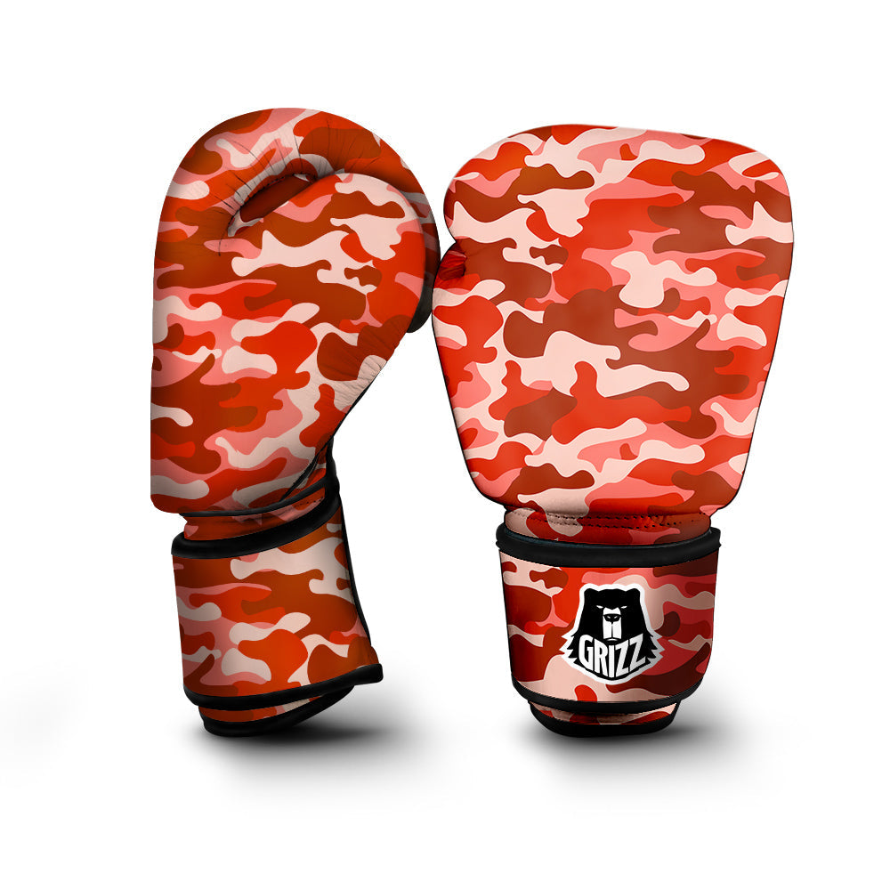 Red Camo And Camouflage Print Boxing Gloves-grizzshop