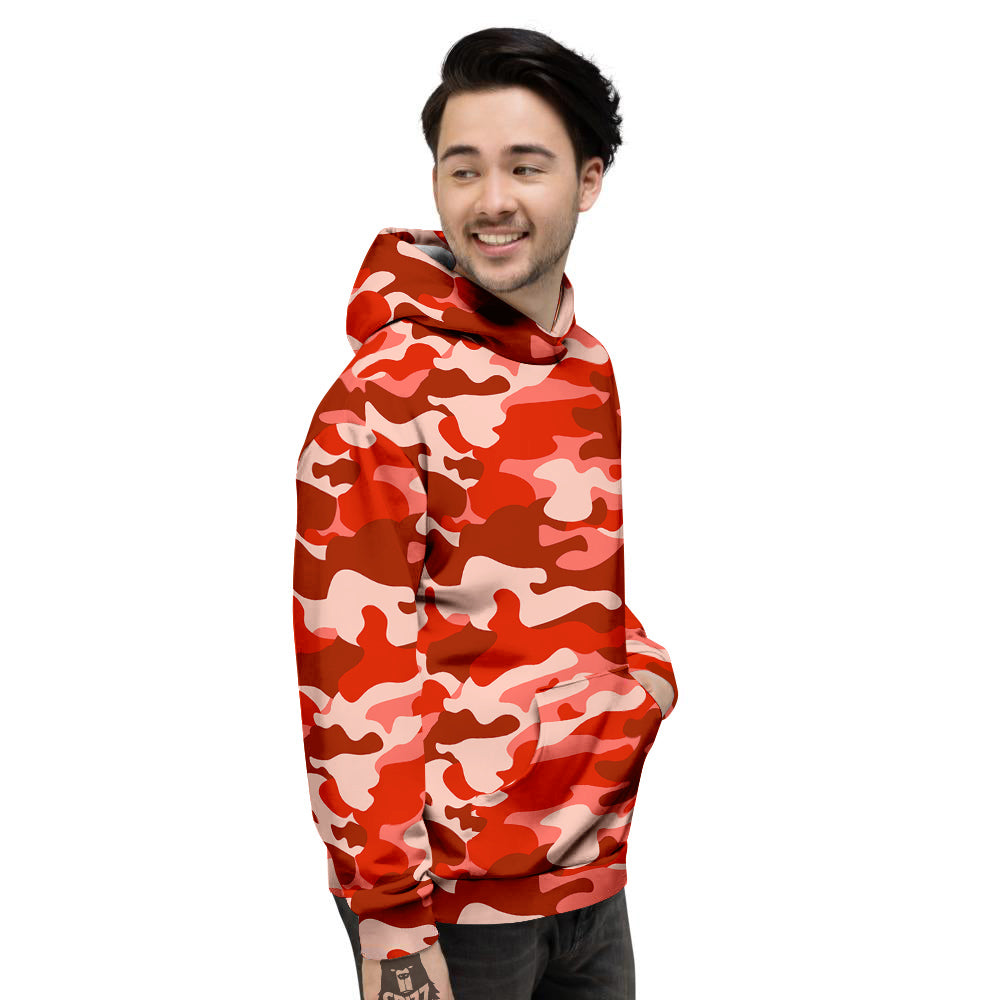 Red Camo And Camouflage Print Men's Hoodie-grizzshop