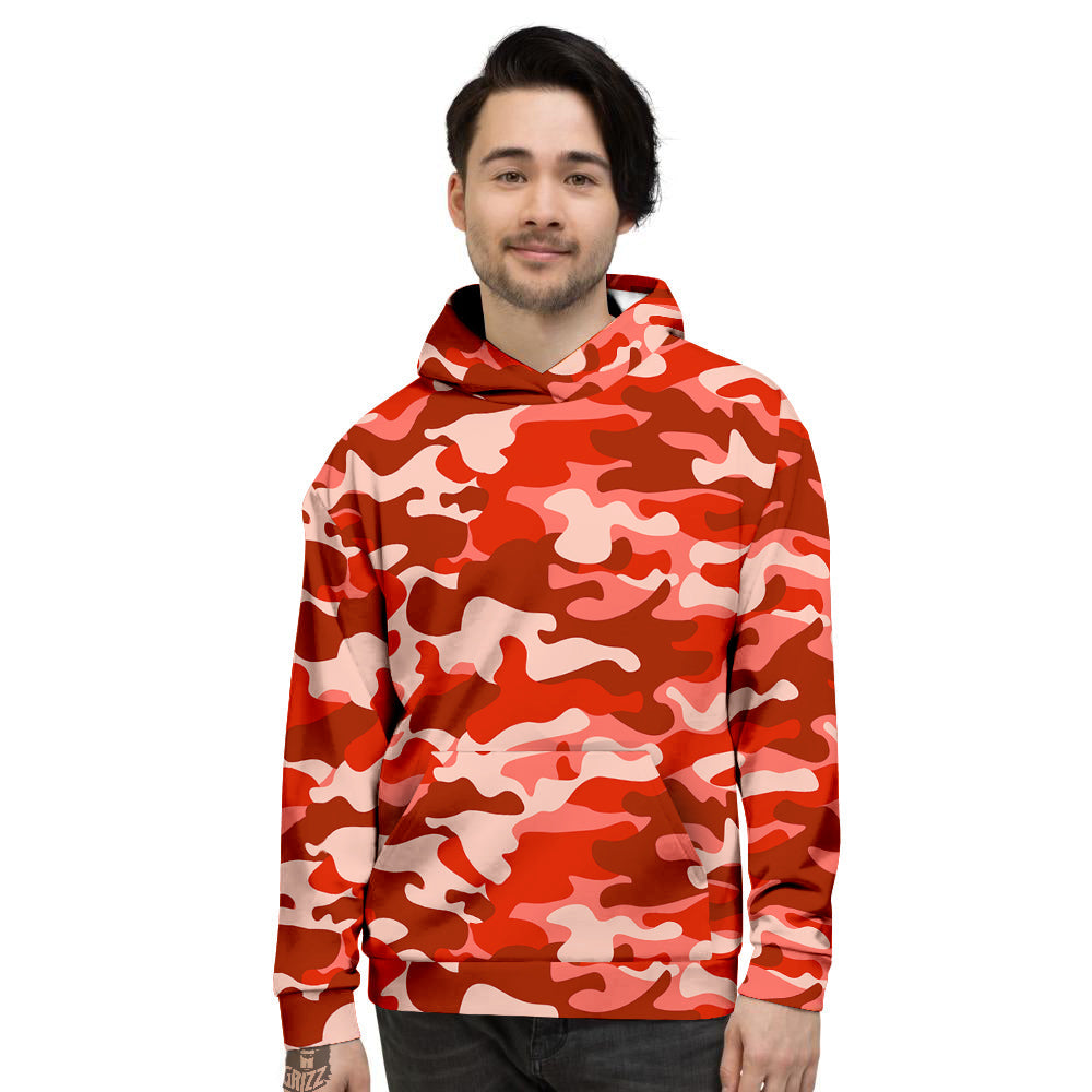 Red Camo And Camouflage Print Men's Hoodie-grizzshop