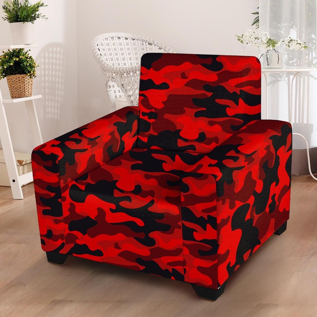 Red Camo Print Armchair Cover-grizzshop