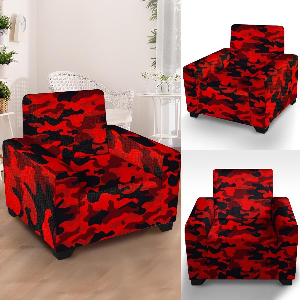 Red Camo Print Armchair Cover-grizzshop