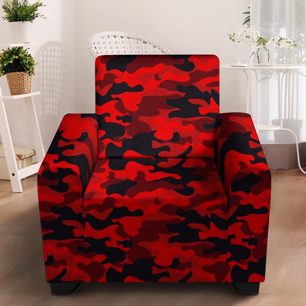 Red Camo Print Armchair Cover-grizzshop