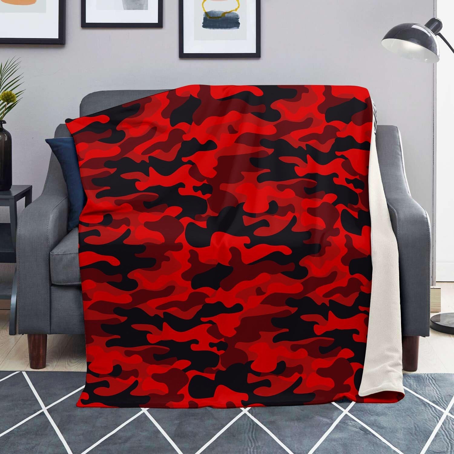 Red Camo Print Blanket-grizzshop