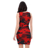 Red Camo Print Bodycon Dress-grizzshop