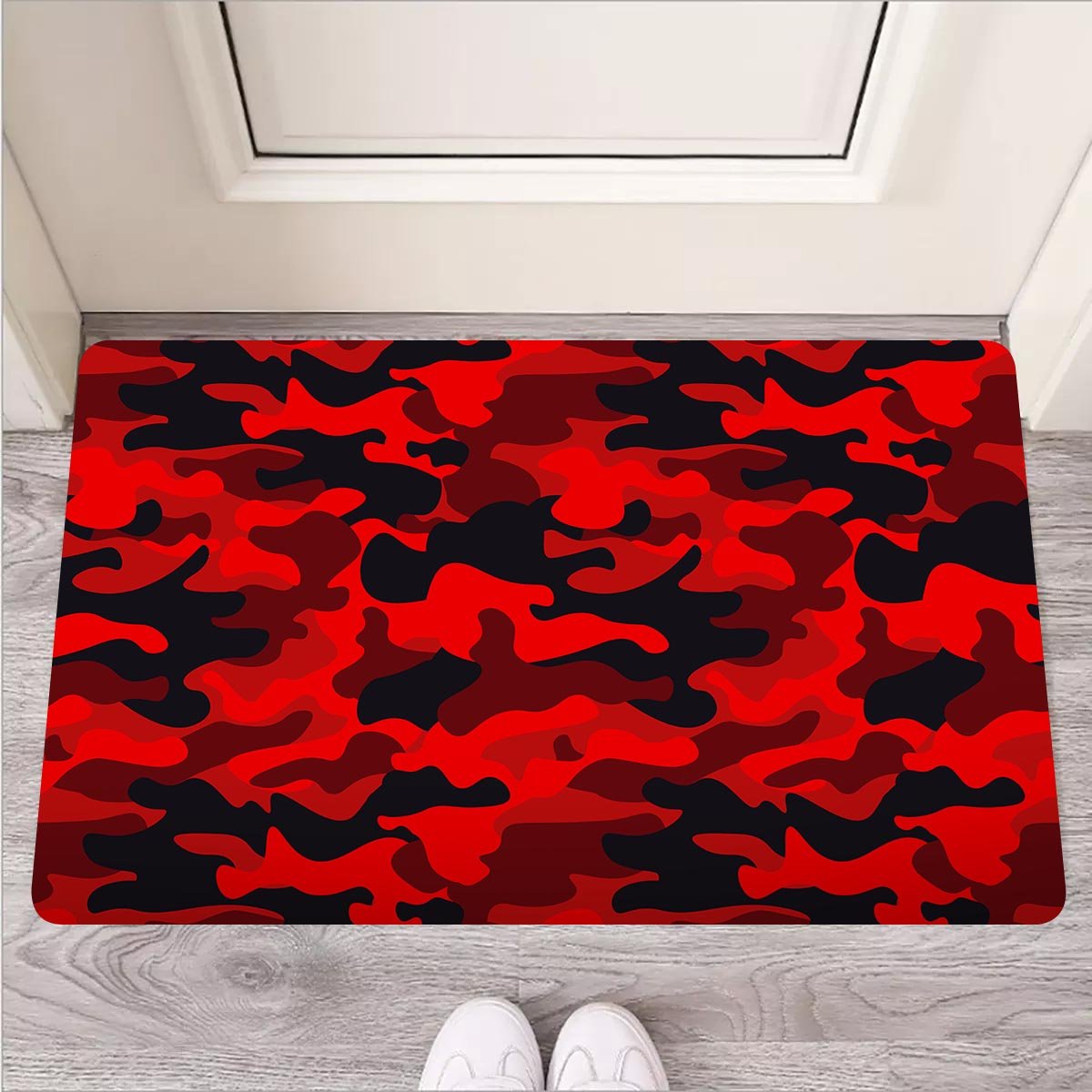 Red Camo Print Door Mat-grizzshop