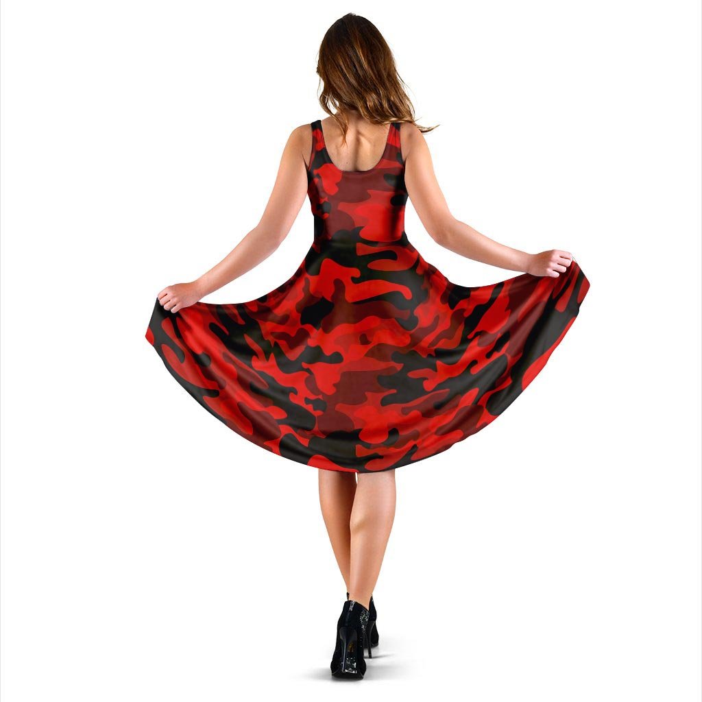 Red Camo Print Dress-grizzshop