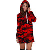 Red Camo Print Hoodie Dress-grizzshop