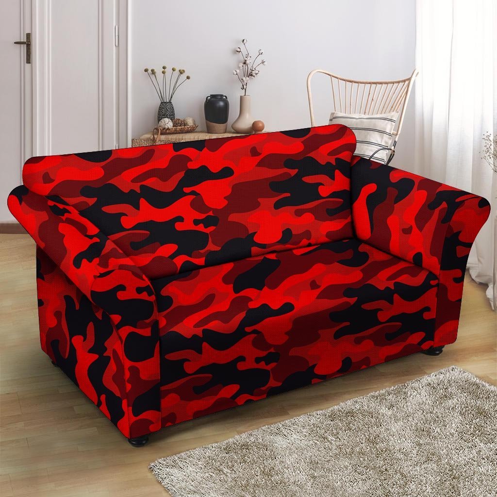 Red Camo Print Loveseat Cover-grizzshop