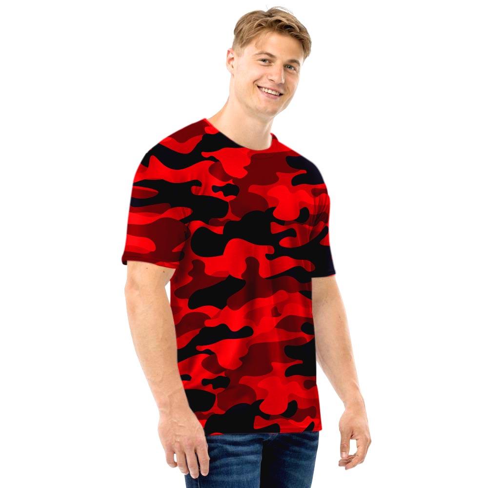Red Camo Print Men T Shirt-grizzshop