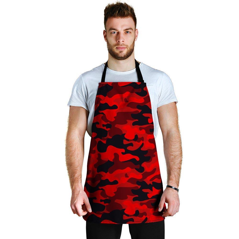 Red Camo Print Men's Apron-grizzshop