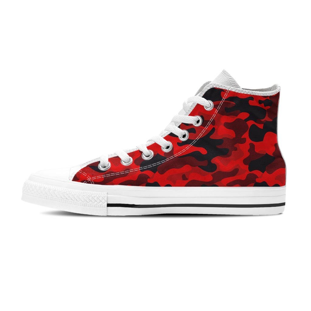 Red Camo Print Men's High Top Shoes-grizzshop