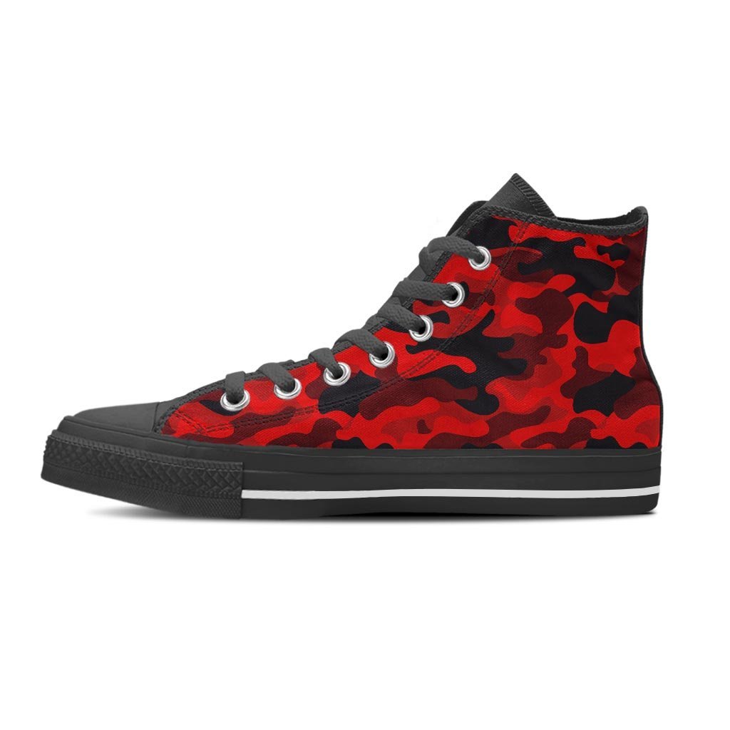 Red Camo Print Men's High Top Shoes-grizzshop