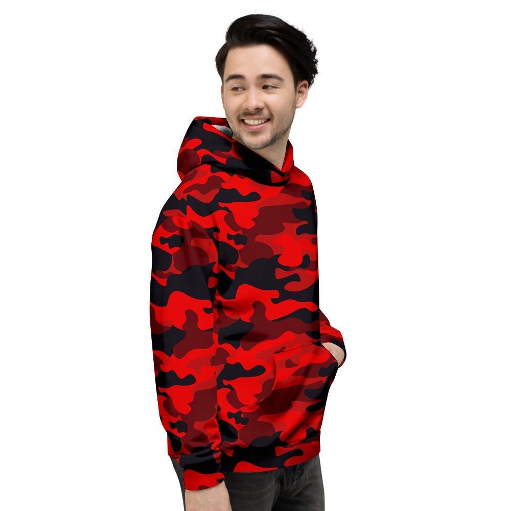 Red Camo Print Men's Hoodie-grizzshop