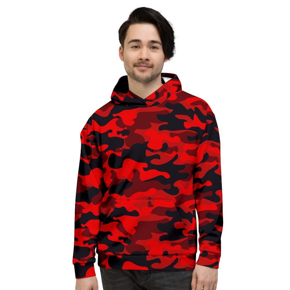 Red Camo Print Men's Hoodie-grizzshop
