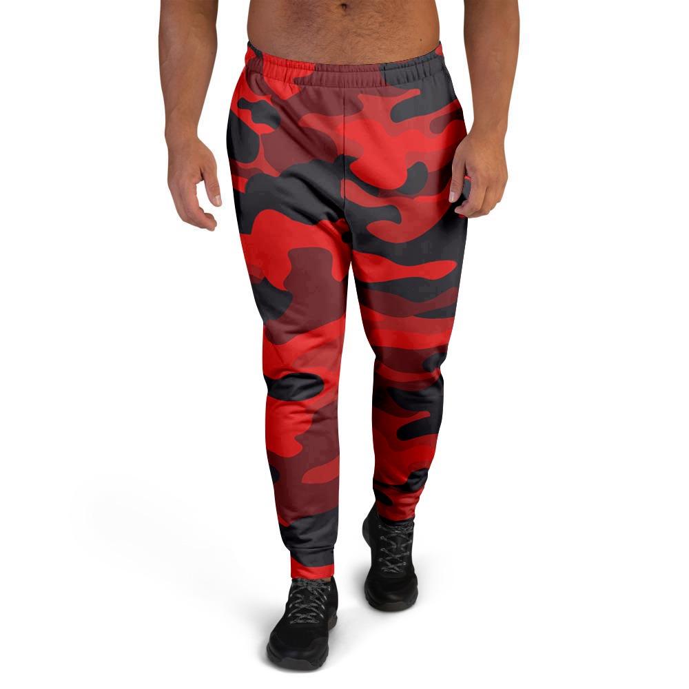 Red Camo Print Men's Joggers-grizzshop