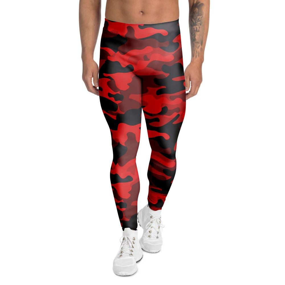 Red Camo Print Men's Leggings-grizzshop