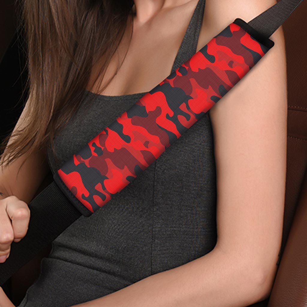 Red Camo Print Seat Belt Cover-grizzshop