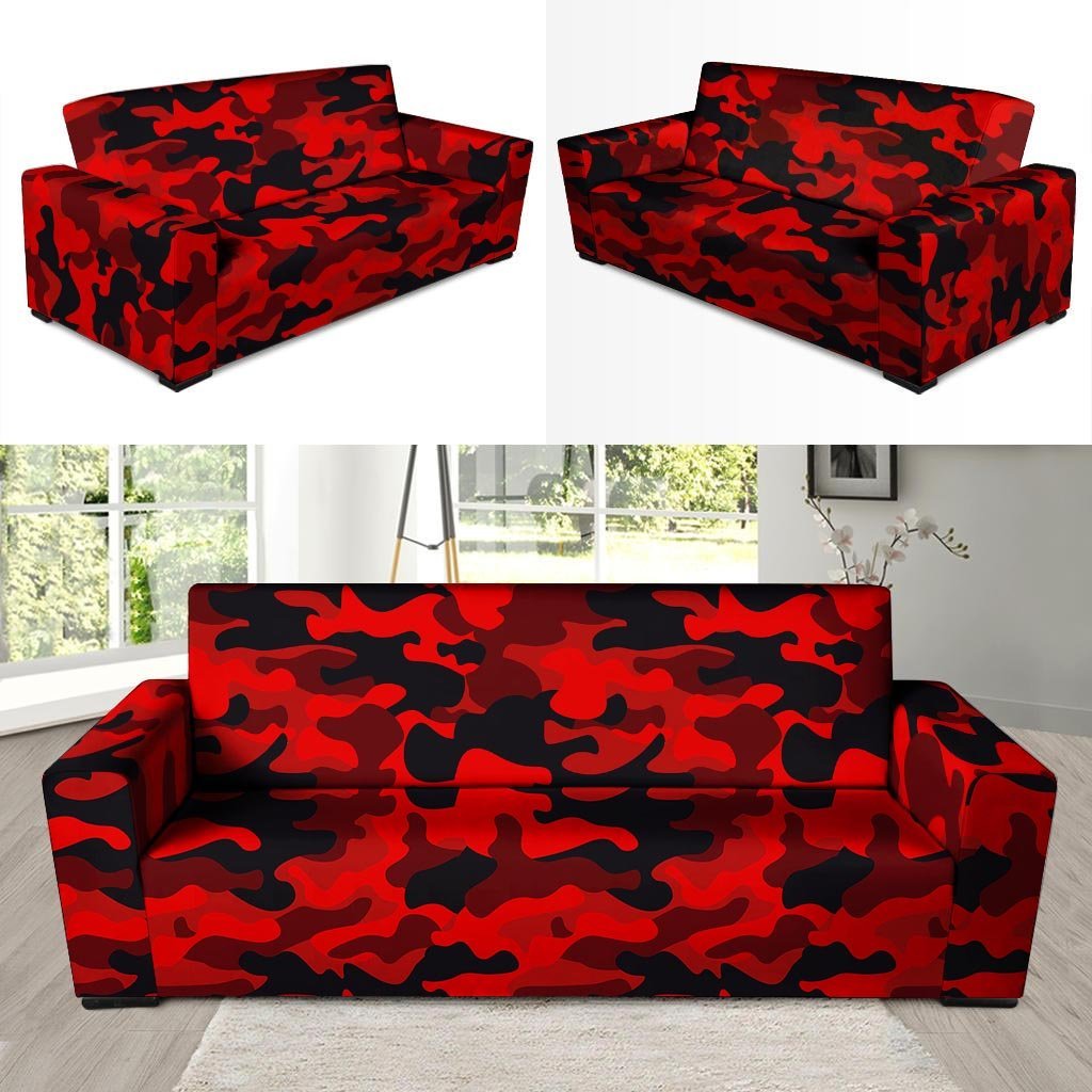 Red Camo Print Sofa Cover-grizzshop