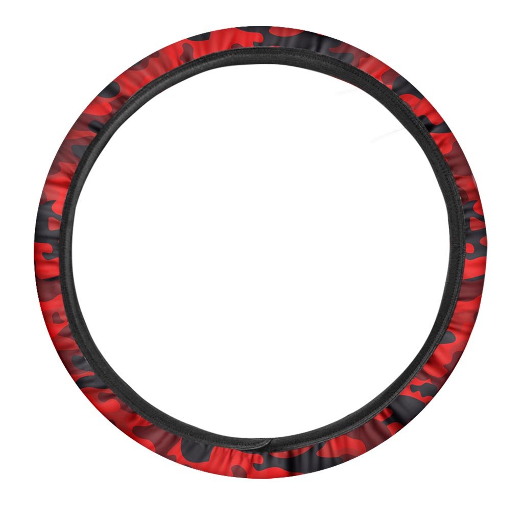 Red Camo Print Steering Wheel Cover-grizzshop