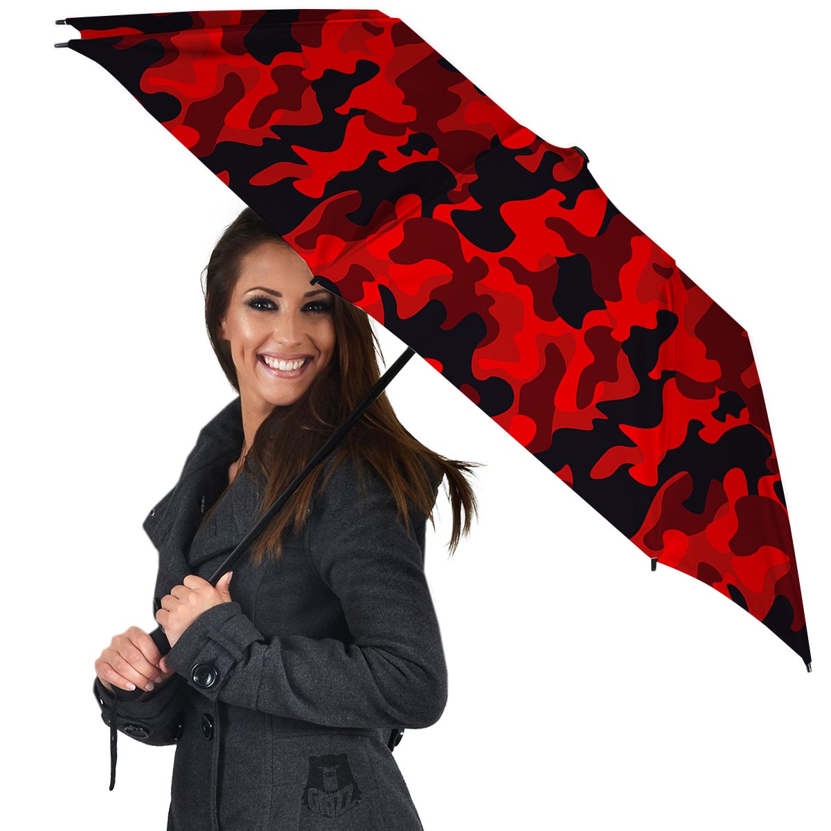 Red Camo Print Umbrella-grizzshop