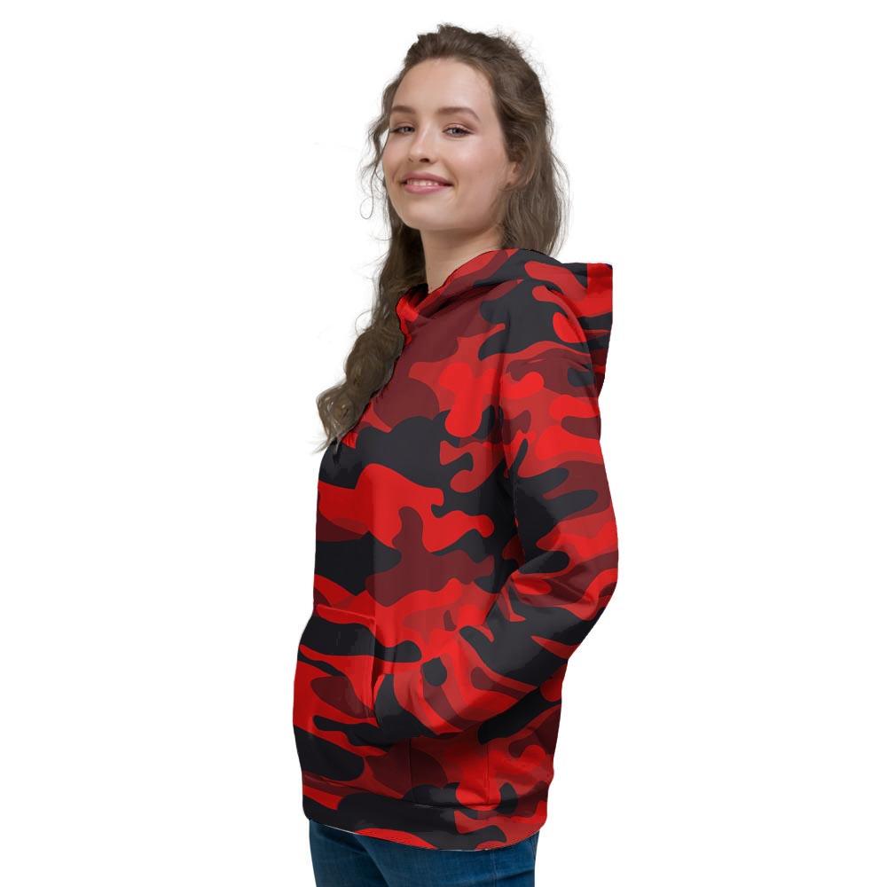 Red Camo Print Women's Hoodie-grizzshop