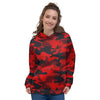 Red Camo Print Women's Hoodie-grizzshop