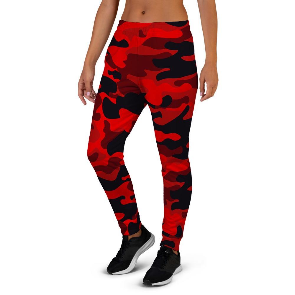 Red Camo Print Women's Joggers-grizzshop