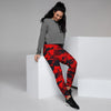 Red Camo Print Women's Joggers-grizzshop