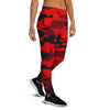 Red Camo Print Women's Joggers-grizzshop