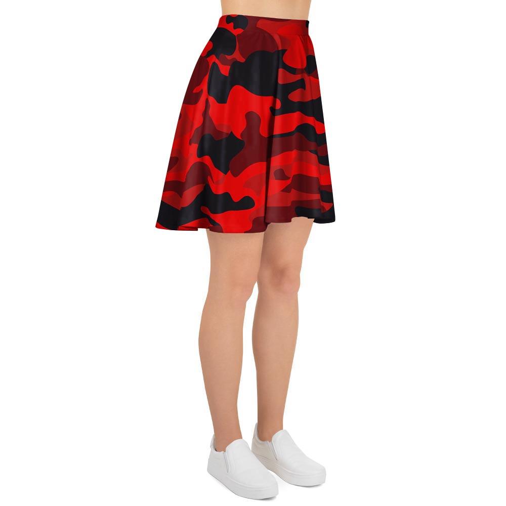 Red Camo Print Women's Skirt-grizzshop