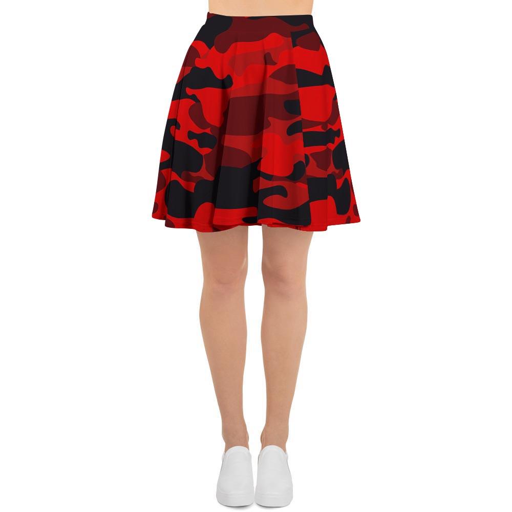 Red Camo Print Women's Skirt-grizzshop
