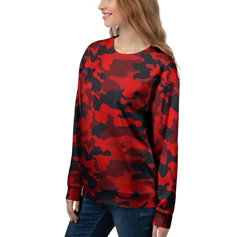 Red Camo Print Women's Sweatshirt-grizzshop