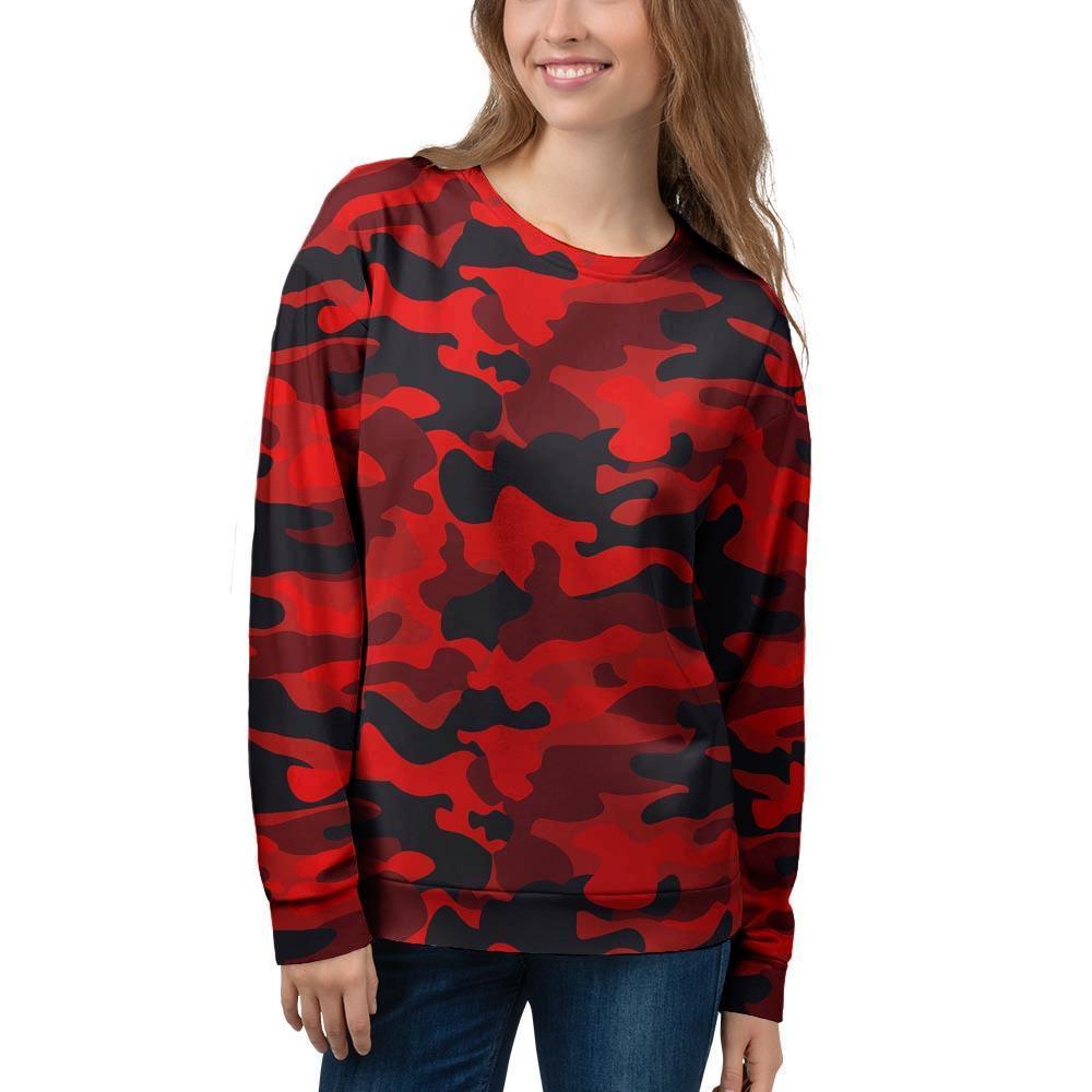 Red Camo Print Women's Sweatshirt-grizzshop