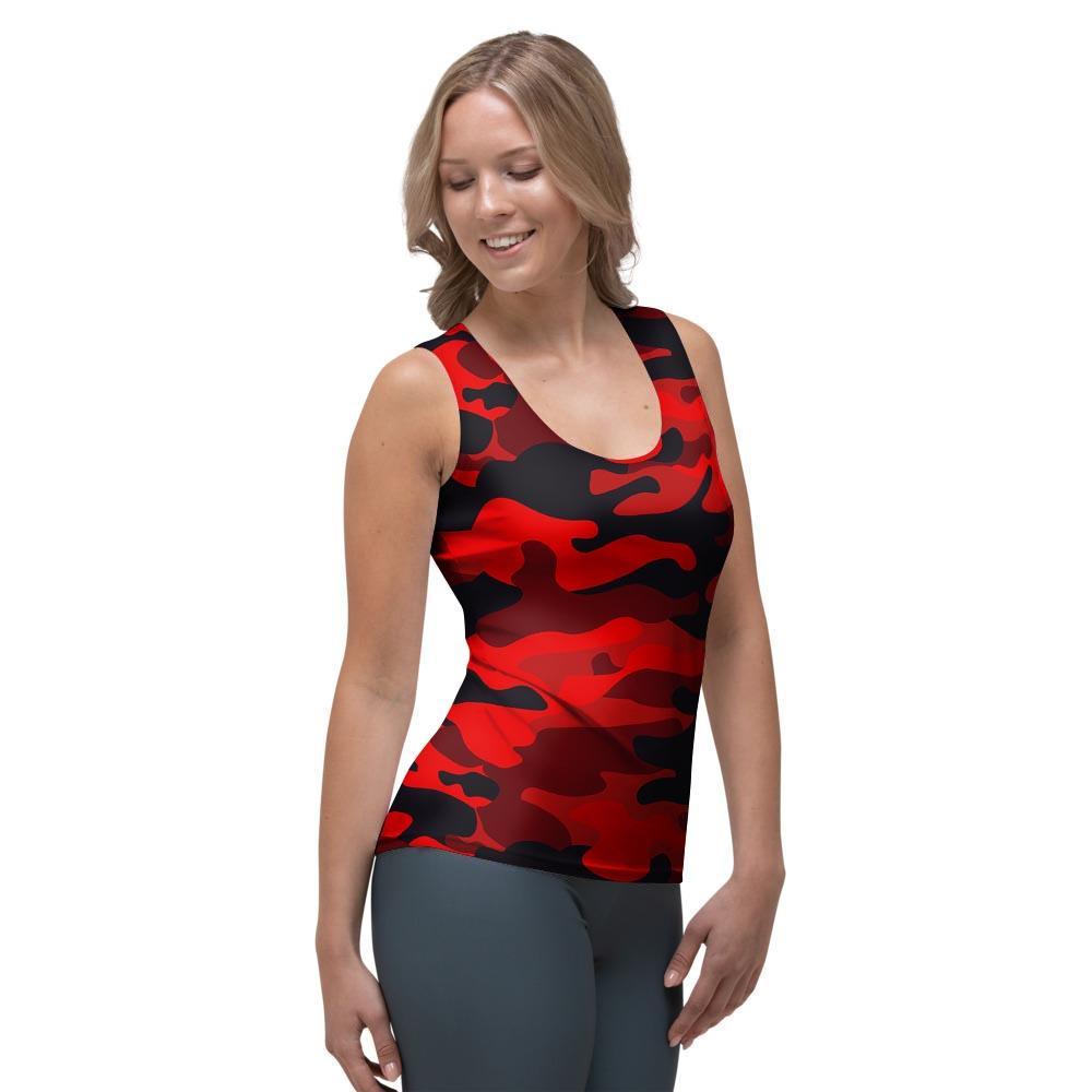 Red Camo Print Women's Tank Top-grizzshop