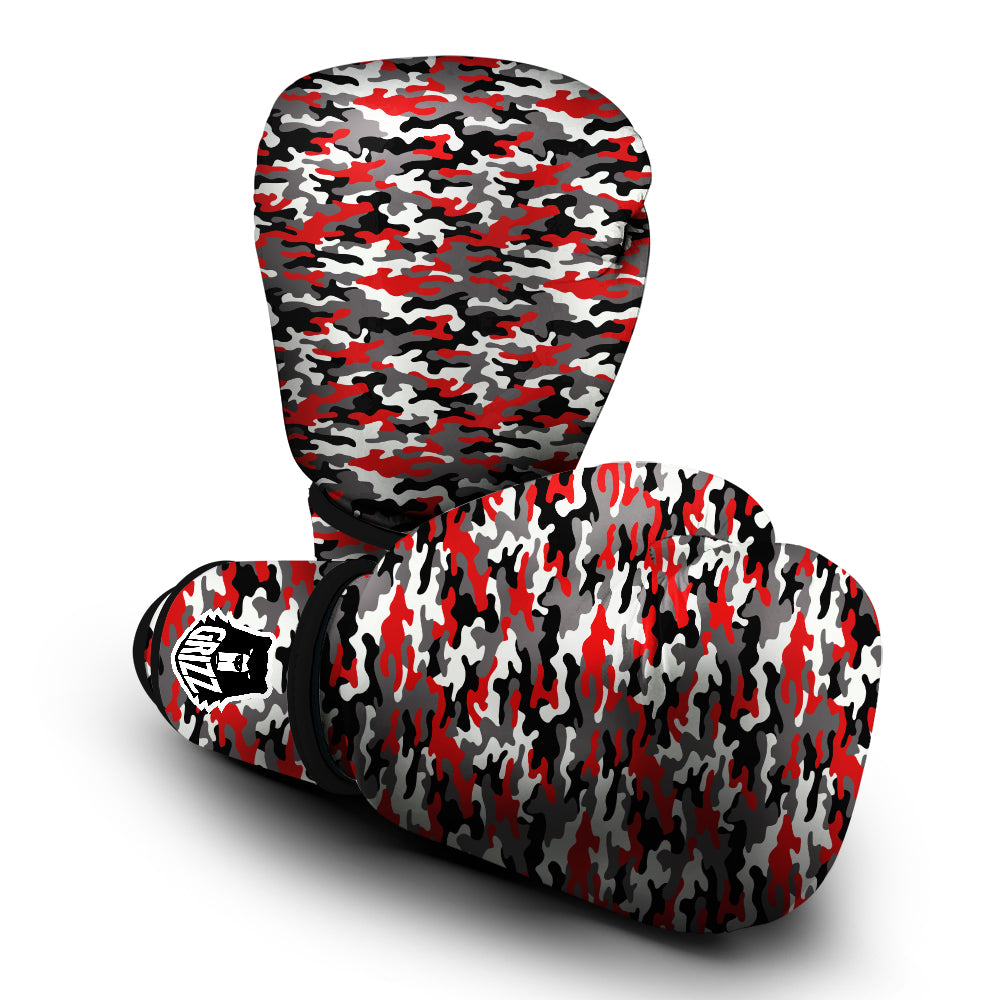 Red Camouflage Texture Military Print Boxing Gloves-grizzshop