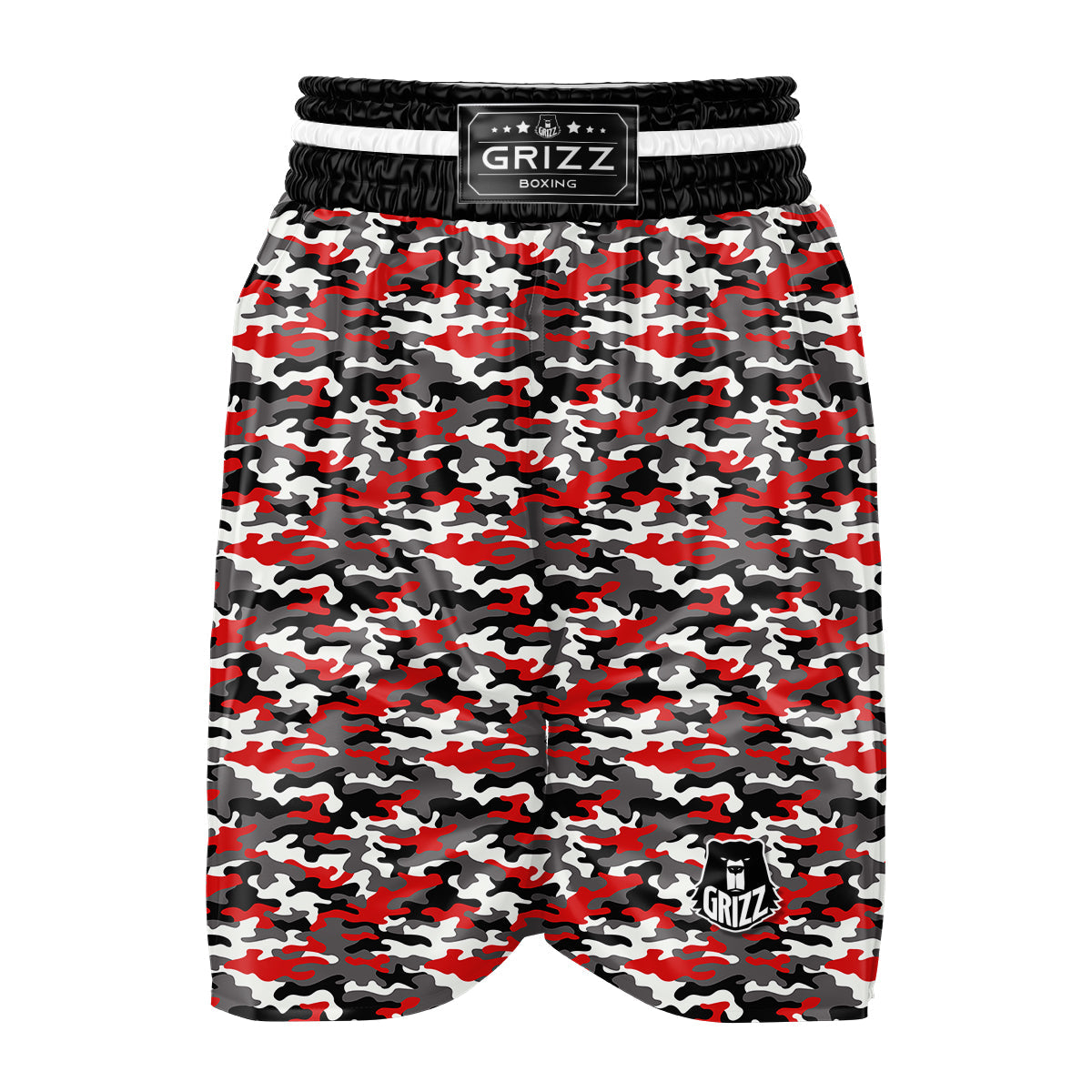 Red Camouflage Texture Military Print Boxing Shorts-grizzshop