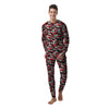 Red Camouflage Texture Military Print Men's Pajamas-grizzshop