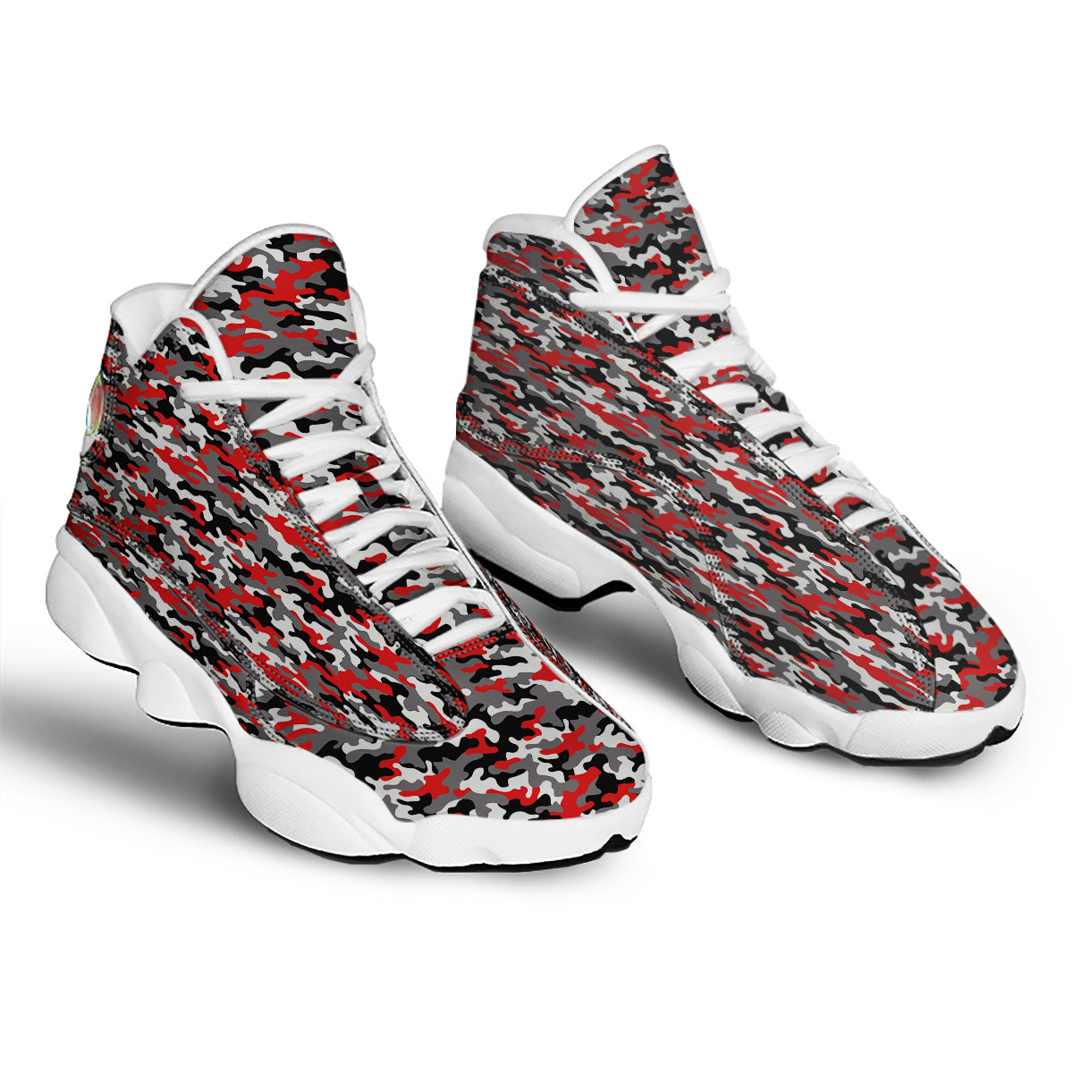 Red Camouflage Texture Military Print White Basketball Shoes-grizzshop