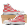 Red Cardinal And White Gingham Print White High Top Shoes-grizzshop