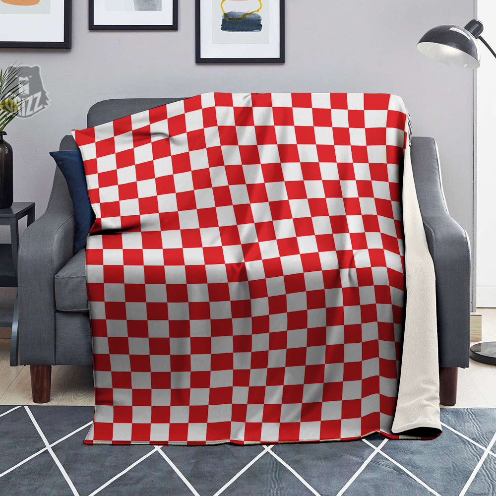 Red Checkered Flag Print Blanket-grizzshop