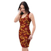 Red Chinese Dragon Bodycon Dress-grizzshop